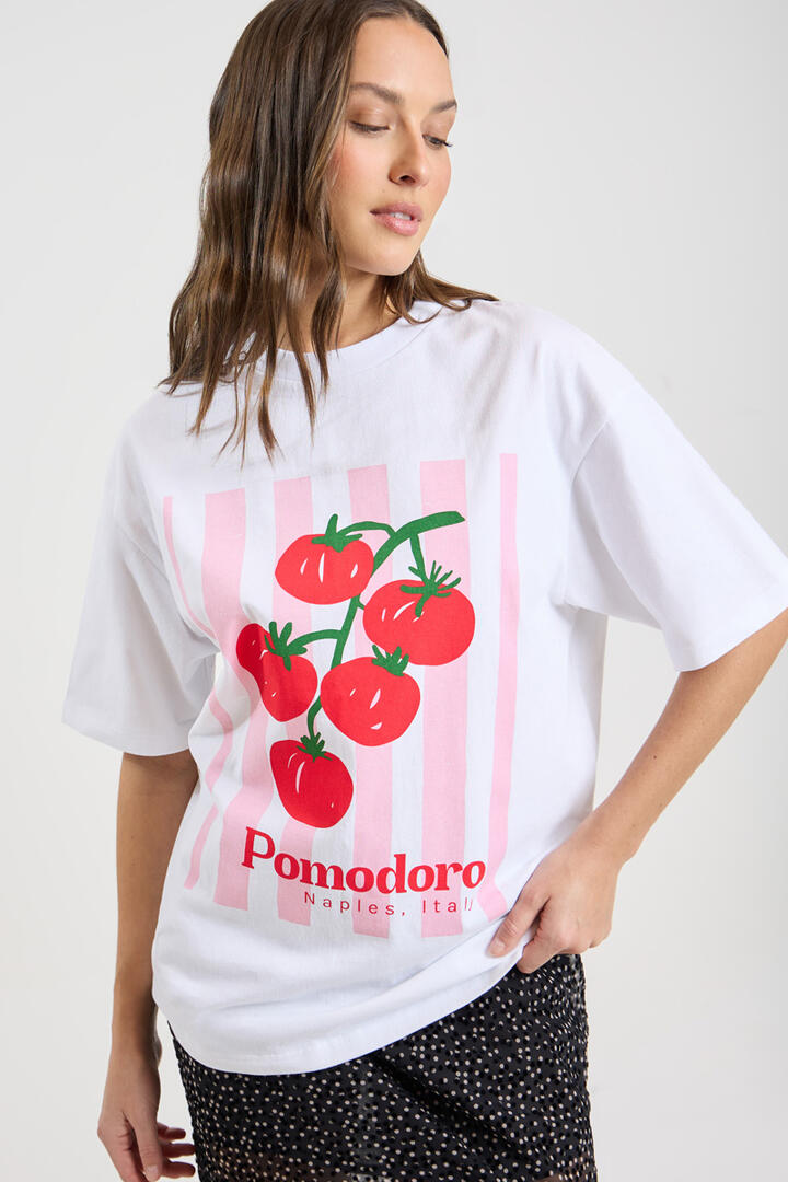 Stylerunner Pomodoro Italy Oversized Tee Bright White