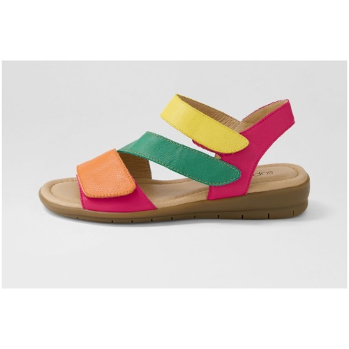 Supersoft Fast Su Bright Multi Leather Bright Multi Sandals Womens Shoes Casual Sandals Flat Sandals