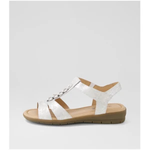 Supersoft Frankie2 Su Ivory Metal Flower Leather Ivory Metal Flower Sandals Womens Shoes Casual Sandals Flat Sandals