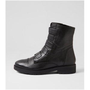 Supersoft Solane Su Black Leather Black Boots Womens Shoes Casual Ankle Boots