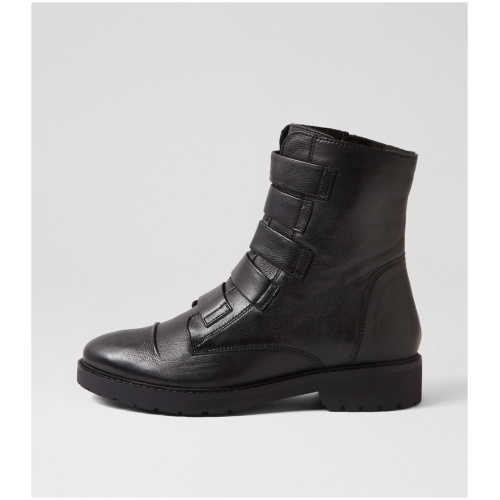 Supersoft Solane Su Black Leather Black Boots Womens Shoes Casual Ankle Boots