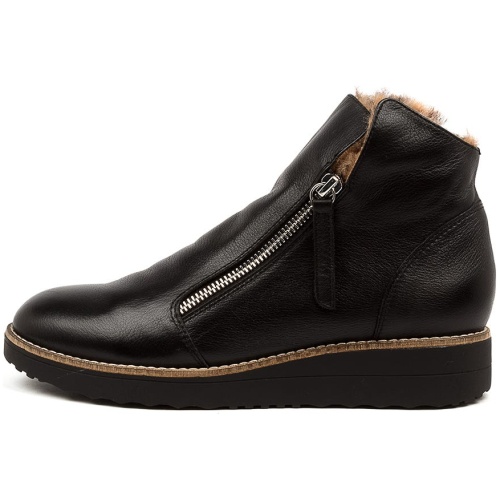 Top End Opal To Black Leopard Leather Fur Black Leopard Boots Womens Shoes Casual Ankle Boots