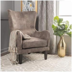 Vintage Grey/Brown Microfibre High Back Armchair