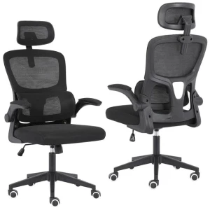 Work Office Chair - Lumber Support, Flip-up Armrest, Adjustable Headrest SITIO - Black