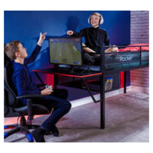 X Rocker Single Gamer Mid Sleeper Kids Gaming Bed Frame With Desk Black