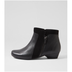 Ziera Conrado Xw Zr Black Black Leather Suede Black Black Boots Womens Shoes Casual Ankle Boots