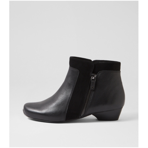 Ziera Conrado Xw Zr Black Black Leather Suede Black Black Boots Womens Shoes Casual Ankle Boots