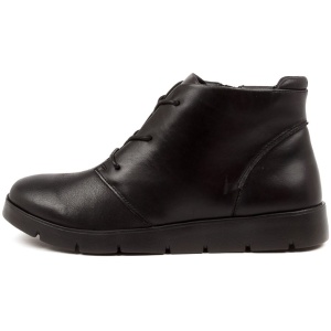 Ziera Melbourne W Zr Black Leather Black Boots Womens Shoes Casual Ankle Boots