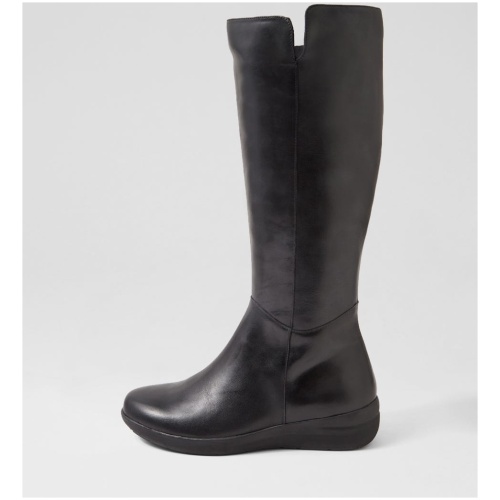 Ziera Nookesy W Zr Black Leather Black Boots Womens Shoes Casual Long Boots