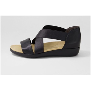Ziera Umato W Zr Black Black Metallic Leather Elastic Black Black Metallic Sandals Womens Shoes Casual Sandals Flat Sandals