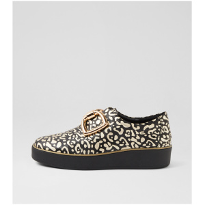 Ziera Zeki W Zr Black & Gold Leopard Leather Black & Gold Leopard Sneakers Womens Shoes Casual Casual Sneakers