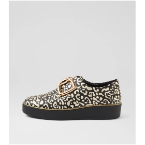 Ziera Zeki W Zr Black & Gold Leopard Leather Black & Gold Leopard Sneakers Womens Shoes Casual Casual Sneakers