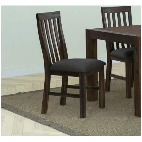 2x Wooden Frame Leatherette in Solid Wood Acacia & Veneer Dining Chairs in Chocolate Colour