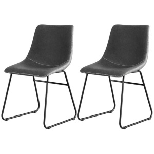 Artiss 2x Dining Chairs Retro PU Leather Kitchen Lounge Cafe Accent Chair Grey