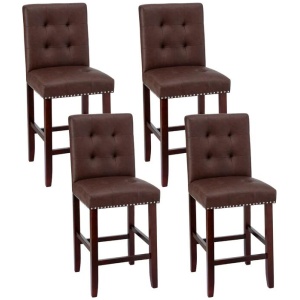Artiss 4x Bar Stools Kitchen Dining Chairs Counter PU Leather Wooden Ada Brown