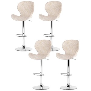 Artiss 4x Bar Stools Kitchen Swivel Gas Lift Counter Chair Wing PE Rattan Beige