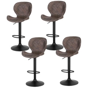 Artiss 4x Bar Stools Kitchen Swivel Gas Lift Counter Chair Wing PE Rattan Brown