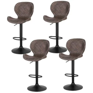 Artiss 4x Bar Stools Kitchen Swivel Gas Lift Counter Chair Wing PE Rattan Brown