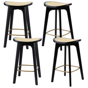 Artiss 4x Bar Stools Rattan Counter Kitchen Dinning Chair Bamboo Saddle Black