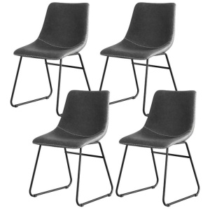 Artiss 4x Dining Chairs Retro PU Leather Kitchen Lounge Cafe Accent Chair Grey