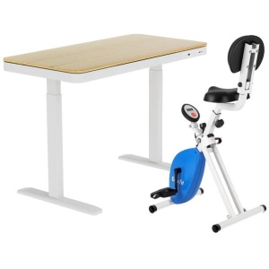 Artiss Under Desk Folding X-Bike with 120cm Automatic Standing Desk Magnetic Resistance Oak