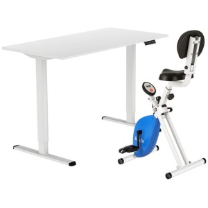 Artiss Under Desk Folding X-Bike with 120cm Automatic Standing Desk Magnetic Resistance White