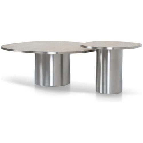 Aurum Nested Porcelain Coffee Table Table - Stainless Steel by Interior Secrets - AfterPay Available