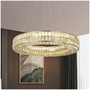 BAMDECOR C3332/1 Round Luxury Crystal Chandelier Modern LED Crystal Chandelier LED Ring Pendant Light Stainless Steel Ceiling Lamp Hanging Lights,for