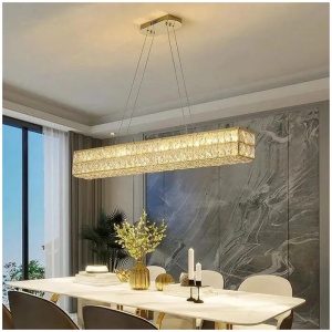 BAMDECOR C3332/L Linear Luxury Crystal Chandelier Modern LED Crystal Chandelier LED Ring Pendant Light Stainless Steel Ceiling Lamp Hanging Lights,for