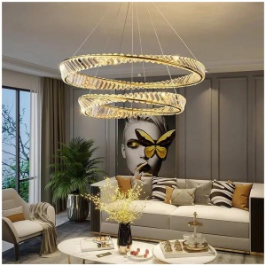 BAMDECOR C3342/2 Modern Crystal Chandeliers Lighting Fixtures Contemporary Wave Chandelier Lighting Fixtures Crystal Pendant Ceiling Lights for Living