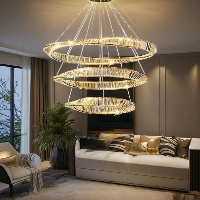 BAMDECOR C3342/3 Modern Crystal Chandeliers Lighting Fixtures Contemporary Wave Chandelier Lighting Fixtures Crystal Pendant Ceiling Lights for Living