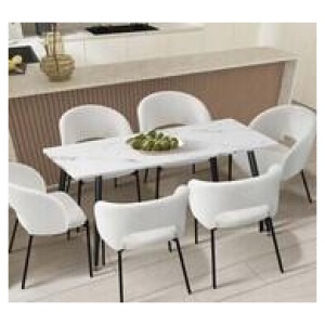 Blake 6 Seater Marble Rectangle Dining Table Black