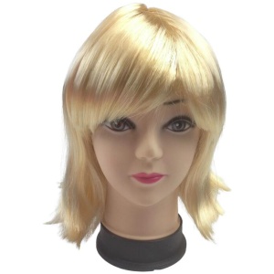 Bob Wig Costume Short Straight Fringe Cosplay Party Full Hair Womens Fancy Dress - Blonde