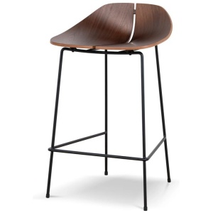 Breeze 65cm Matte Black Bar Stool - Walnut by Interior Secrets - AfterPay Available