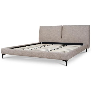 Celeste Fabric King Bed Frame - Stonish Beige by Interior Secrets - AfterPay Available
