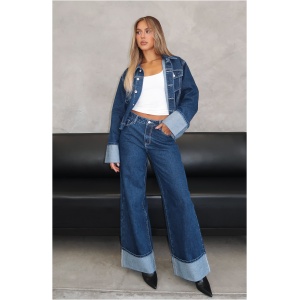 Charlotte Mid Rise Wide Leg Jeans Dark Indigo