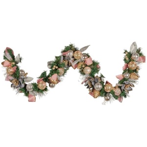 Christabelle 185cm Christmas Garland Lush Green Holiday Door Garland w/Jewelled Baubles, Flowers, Ribbon & Berries