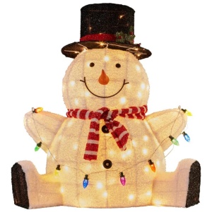 Christabelle 82cm Sitting Snowman Christmas Display with Lights