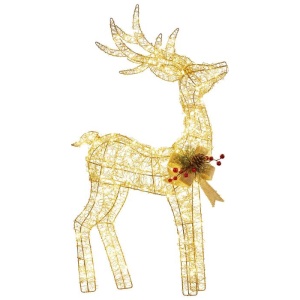 Christabelle Light Up Christmas Reindeer Display Indoor & Outdoor Decoration Warm White LED Lights Gold Bow Wire Frame