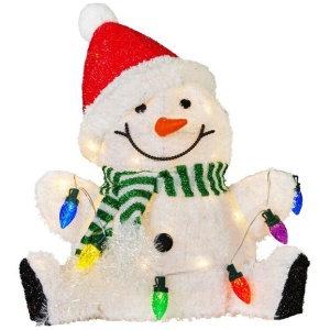 Christabelle Sitting Christmas Snowman Display With Lights - 40cm