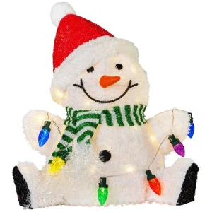 Christabelle Sitting Christmas Snowman Display With Lights - 40cm