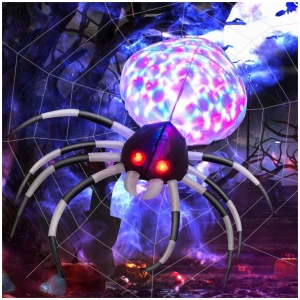 Costway105CM Wall Halloween Inflatable Spider with Multi-colour Lights