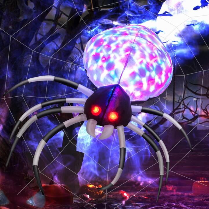 Costway105CM Wall Halloween Inflatable Spider with Multi-colour Lights