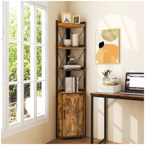 Costway6-Tier Corner Bookcase with 5-Level Adjustable Shelf & Anti-Tipping Kits