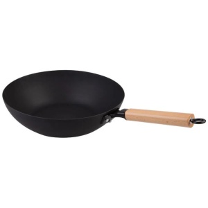 Dline Black Carbon Steel Pre-Seasoned Stir Fry Pan 30cm