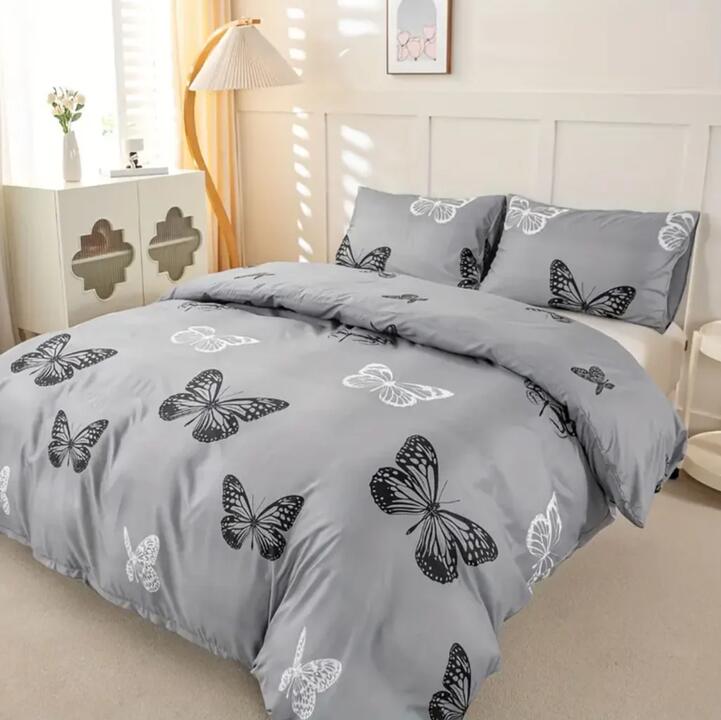 Dreamfields - Mono Papilio Quilt Cover Set - (3pcs, King Size)