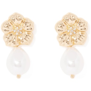 Forever New Women's Tenley Flower and Pearl Earrings in Pearl/Gold
