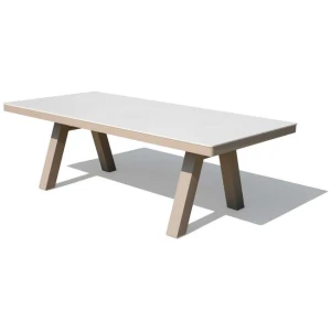Gemini 2.3m White Sintered Stone Outdoor Dining Table - Beige Legs by Interior Secrets - AfterPay Available