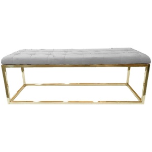 Holly Ottoman Gold Base - Light Grey Seat