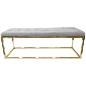 Holly Ottoman Gold Base - Light Grey Seat